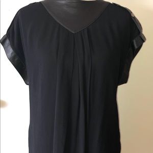 Rachel Zoe Sleeveless Black Dress With Leather S P